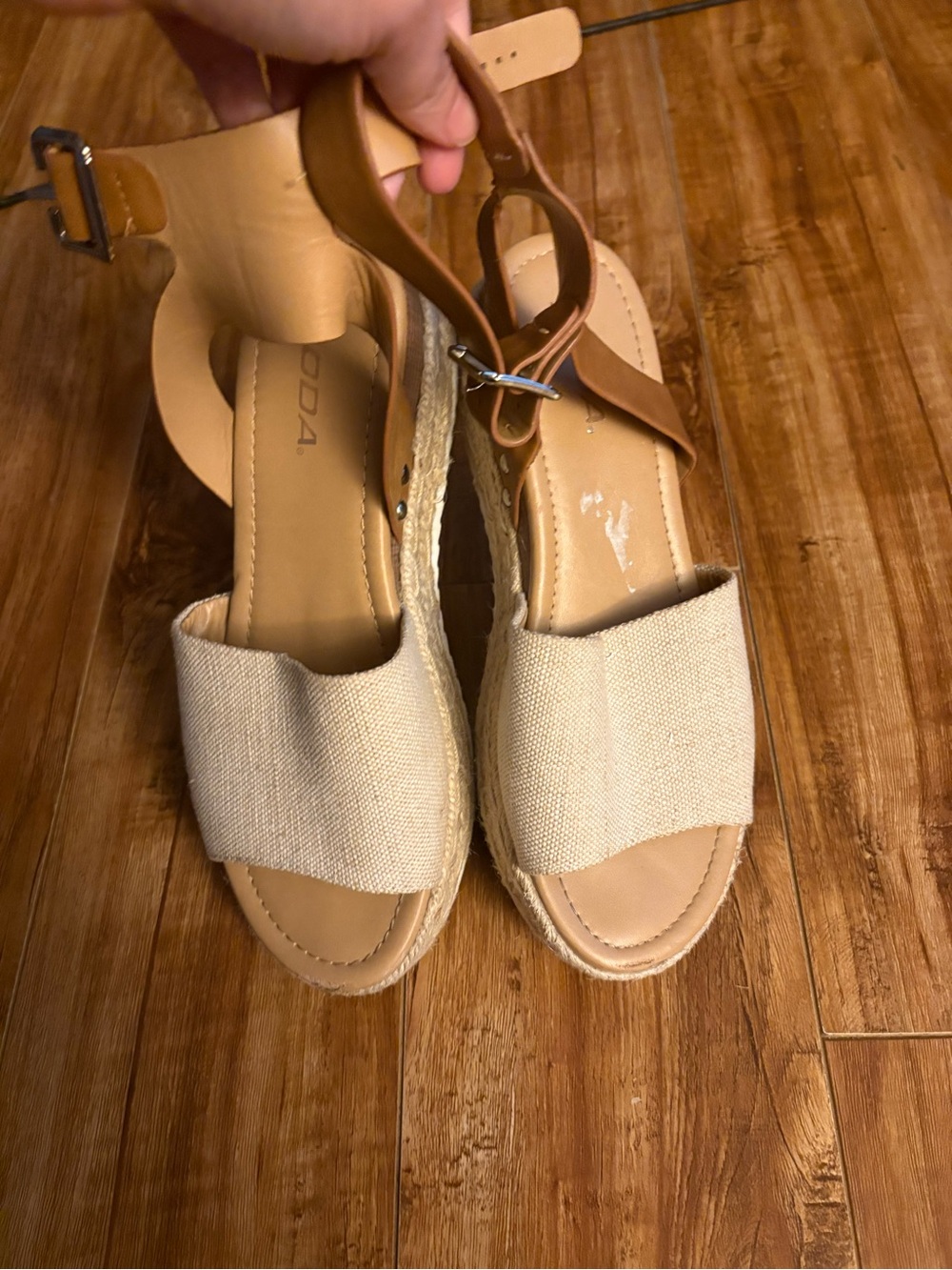 Soda Natural Canvas and Tan Ankle-Strap Espadrille Sandals - Picture 3 of 4